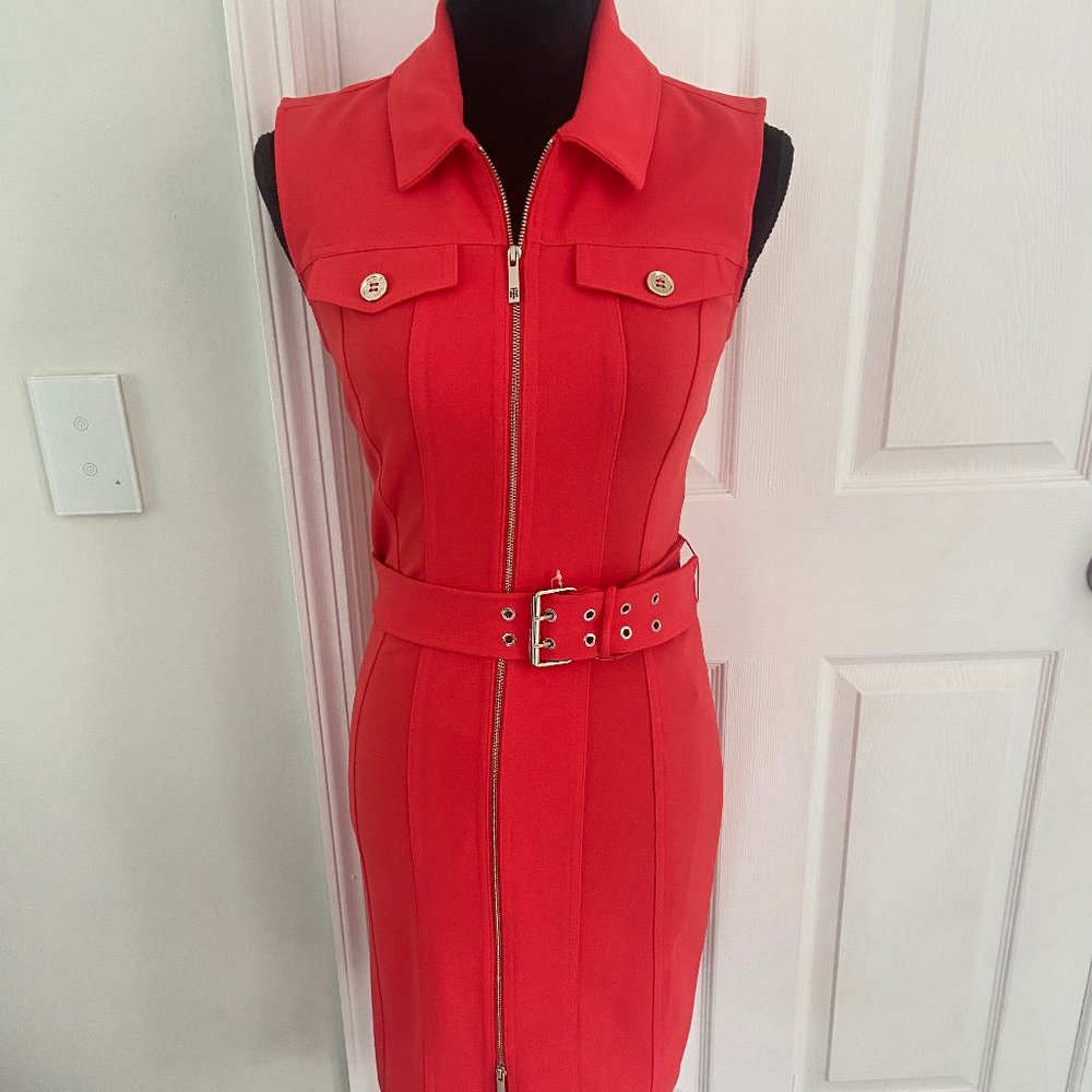 BNWT Tommy Hilfiger sleevless sheath moto dress belted size 4